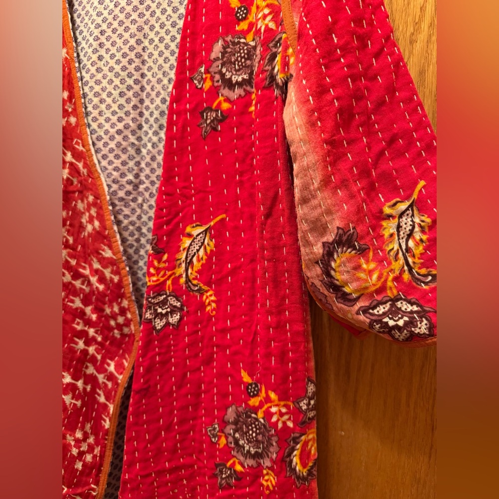 KANTHA Fitted Long 3/4 Sleeve Cardigan ITEM 132 Reversible Handmade OOAK - Picture 9 of 11